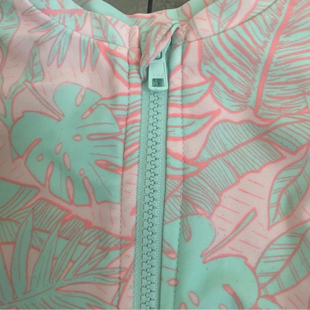 NWOT Cat & Jack toddler one piece swim palm print pink green 2T